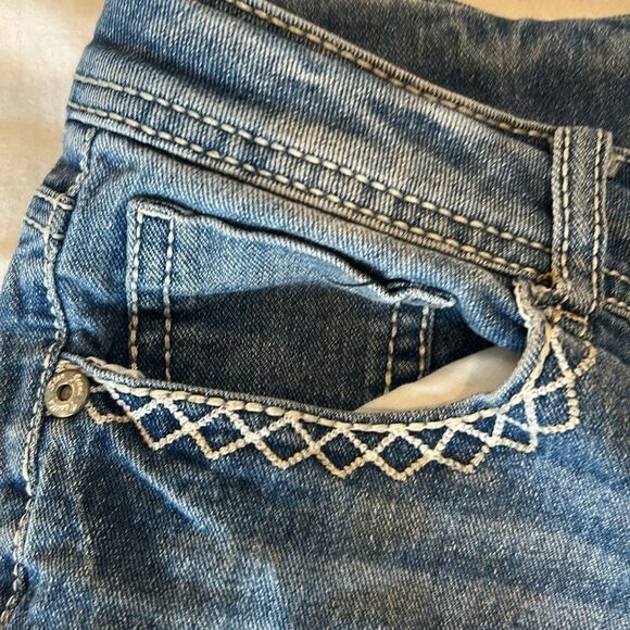 Vanilla Star Girls Faded Fringed Double Button Adjustable Jean Shorts Size 12 - Picture 2 of 7